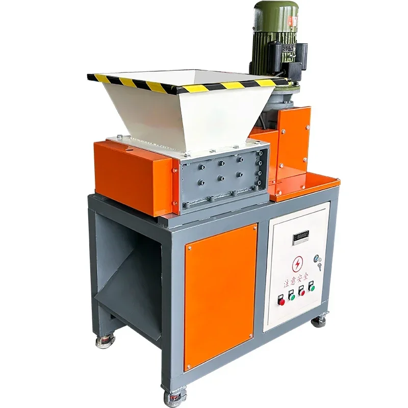 New shredder crushes double-axis plastic tire scrap metal wood straw waste cloth shredder small