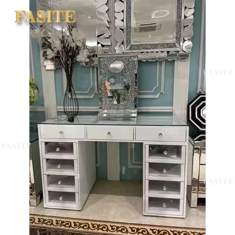 Guanlong Furniture Furniture Vanity Table Decorative Dressing Tables Cosmetic Makeup Mirror Station for Sale