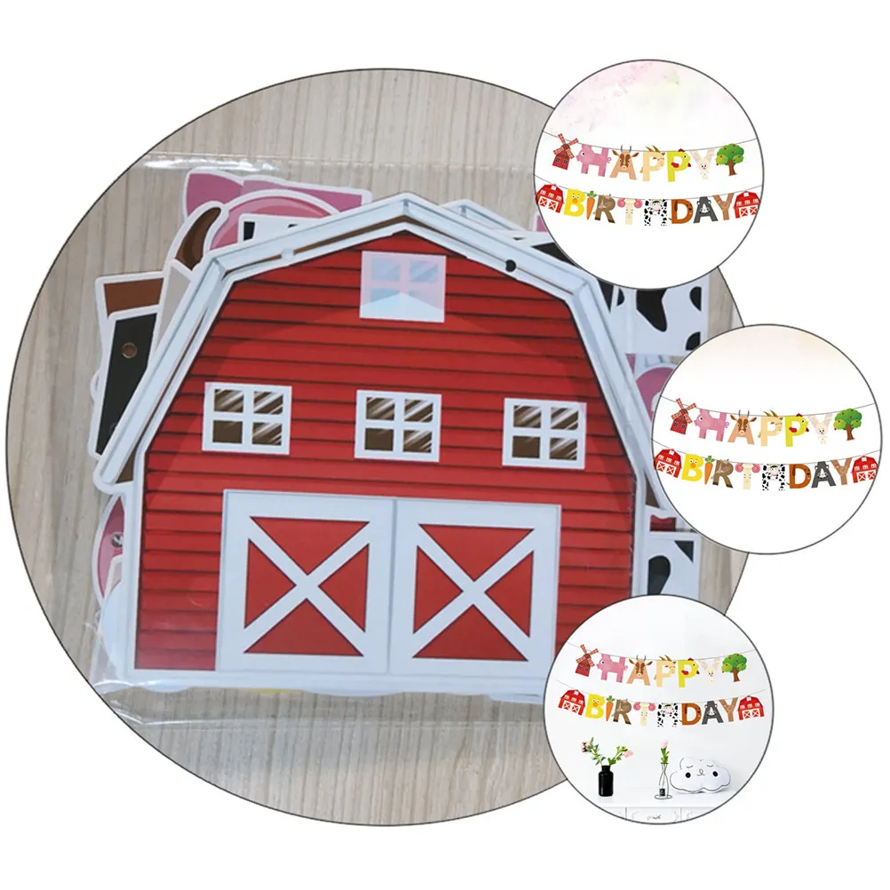 2pcs Birthday Theme Banner Animal Pull Flag High Quality Style Party Decor Supplies Happy Atmosphere Cartoon