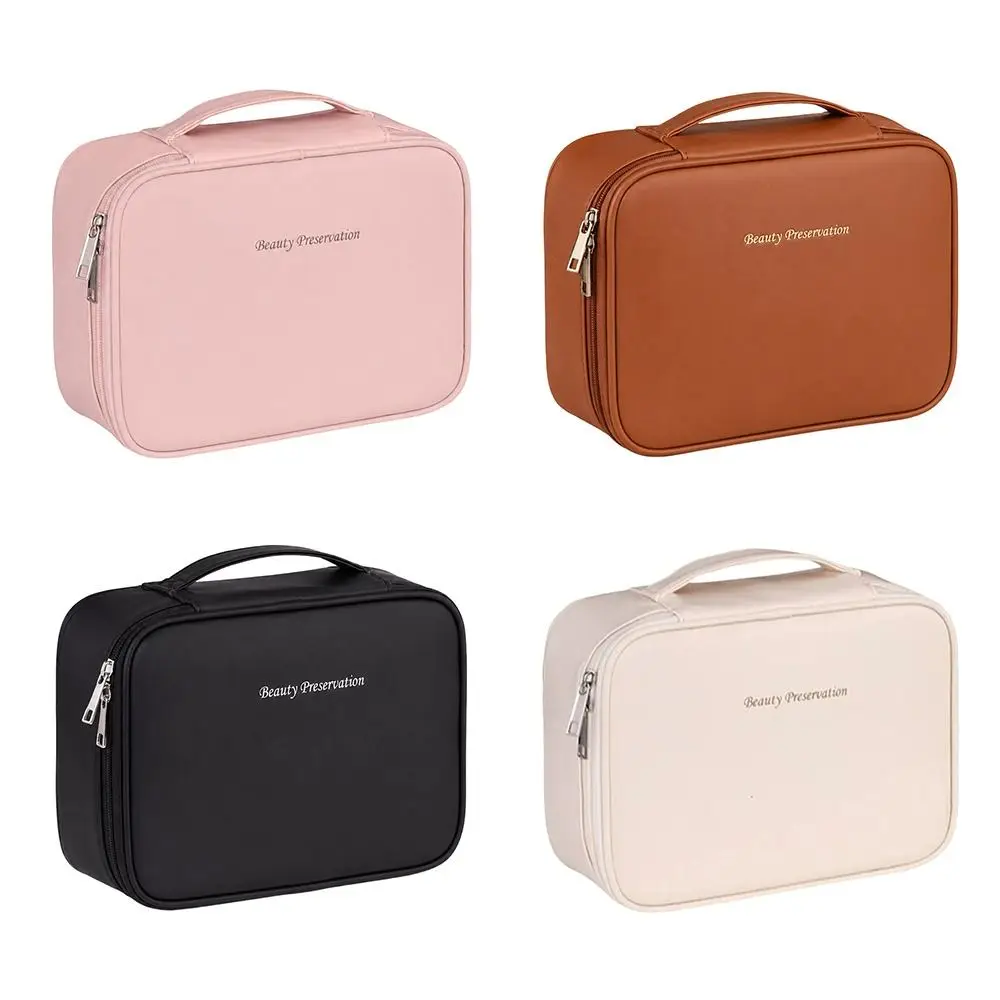Tragbare Kosmetiktasche mit doppelter Schicht, wasserdicht, mit Reißverschluss, großes Fassungsvermögen, ideal als Organizer für Kosmetikartikel. – Detail 10