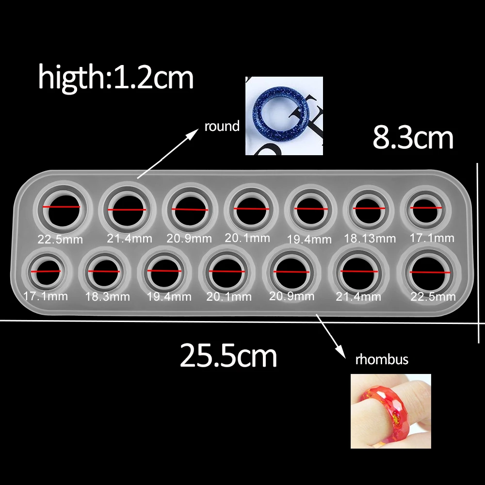 1ks kroužky pryskyřice epoxidová molds šperků silikon plíseň sbírání ruční pro DIY broušené sklo silikon šperků prsten plíseň příslušenství
