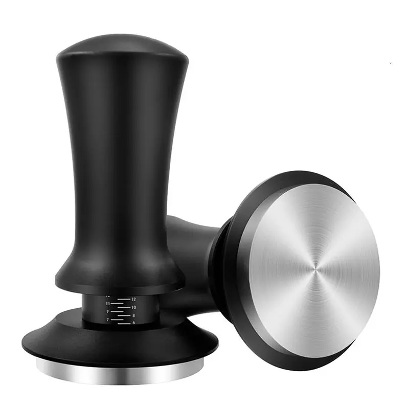 A98E-2X Coffee Tamper Adjustable Depth With Scale 30Lb Espresso Springs Calibrated Tamping Stainless Steel Flat Base 58Mm