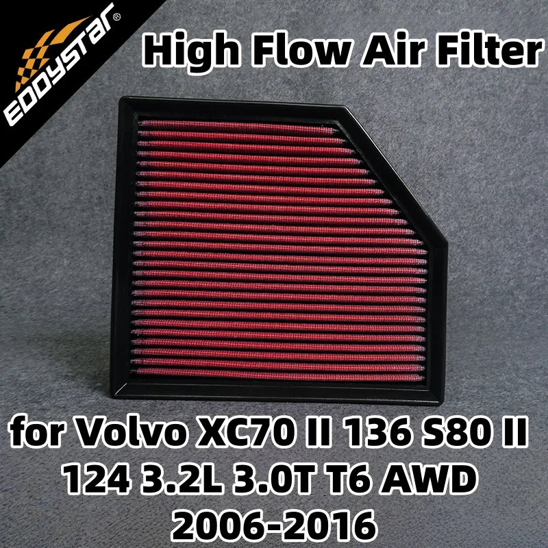 

Спортивный воздушный фильтр с высоким расходом для Volvo XC70 II 136 S80 II 124 3.2L 3.0T T6 AWD 2006-2016, моющиеся гоночные впускные фильтры