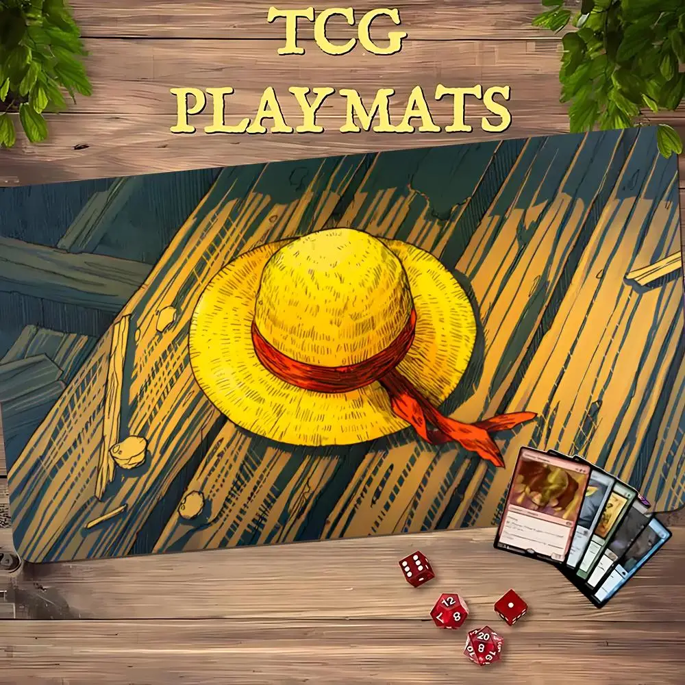 Magic Card Playmat TCG Playmat Straw Hat Wooden Board Non-Slip Stitched Edge Gathering Gaming Mats Tapete Magic mat Card Pad