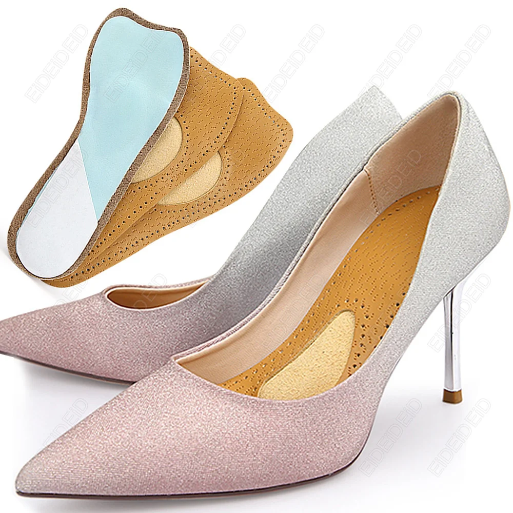 EID 1/2 Pairs Anti Slip Insoles Made Premium Cowhide Breathable Sweat Absorption Massage Cushion Inserts for High Heels Sandals