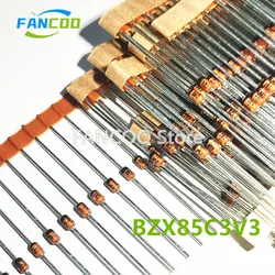 100PCS BZX85C2V7 2.7V BZX85C3V0 3V BZX85C3V3 3.3V BZX85C3V6 3.6V BZX85C3V9 3.9V 1.3W DO-41 BZX85C4V3 BZX85C4V7 BZX85C5V1 BZX85