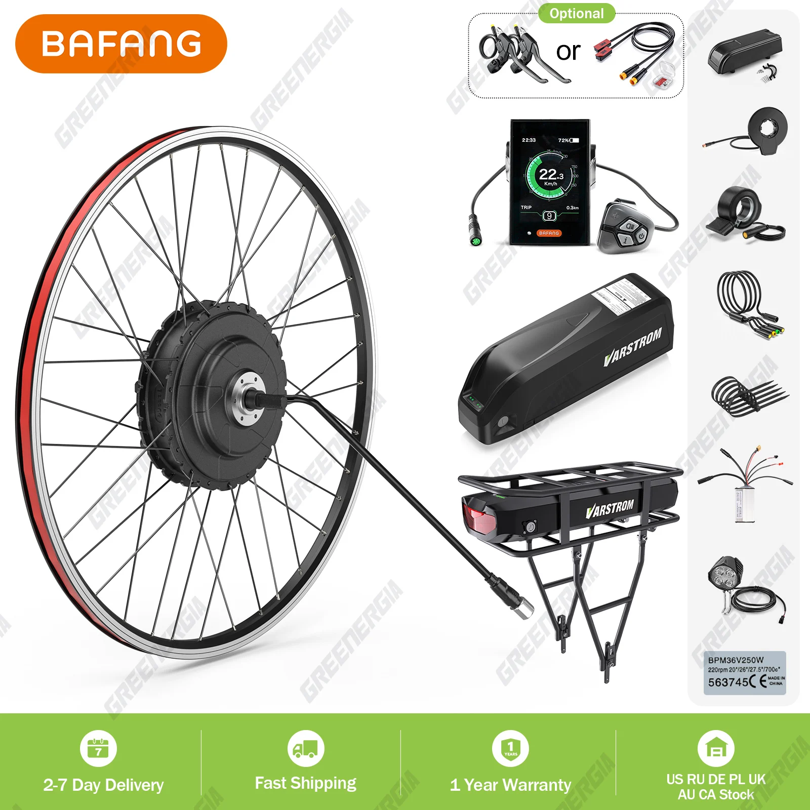Bafang G0900 48V 750W Rear Wheel Hub Motor Electric Bike Brushless Motor Bicycle Conversion Kit 20Ah 17.5Ah 13Ah Battery