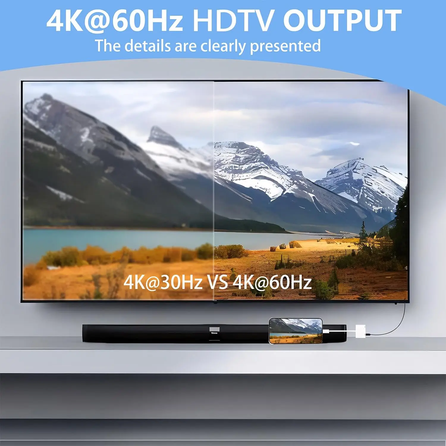 4K@60Hz USB C to HDMI Adapter with Charging Port for iPhone TV Type C to DisplayPort Cable Compatible with iPhone 12 11 MacBook - view 5