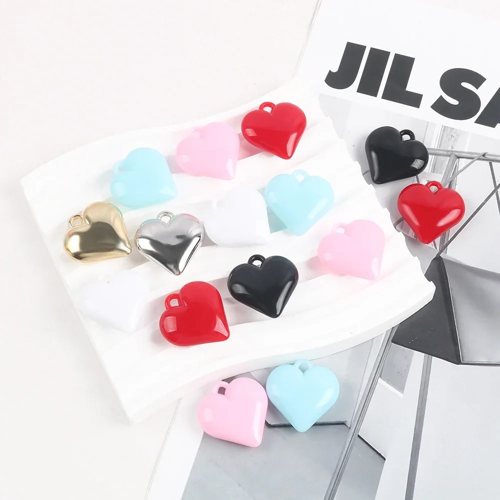27x29mm 5Pcs/Lot Color Heart Acrylic Charms Pendants for Necklace Earrings Pendant DIY Jewelry Making Accessories