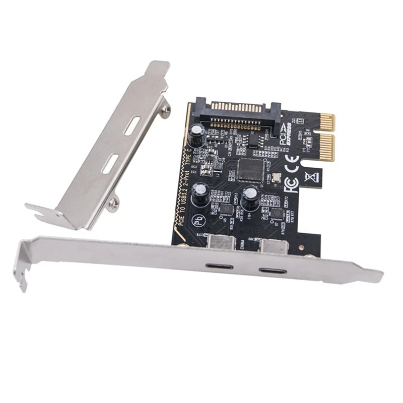 

Плата расширения PCIE-Dual Type C, PCI-E X1 на 2-Port TYPE-C USB 3,2 GEN1 5 Гбит/с, преобразователь карты ASM1042, чип для настольного компьютера