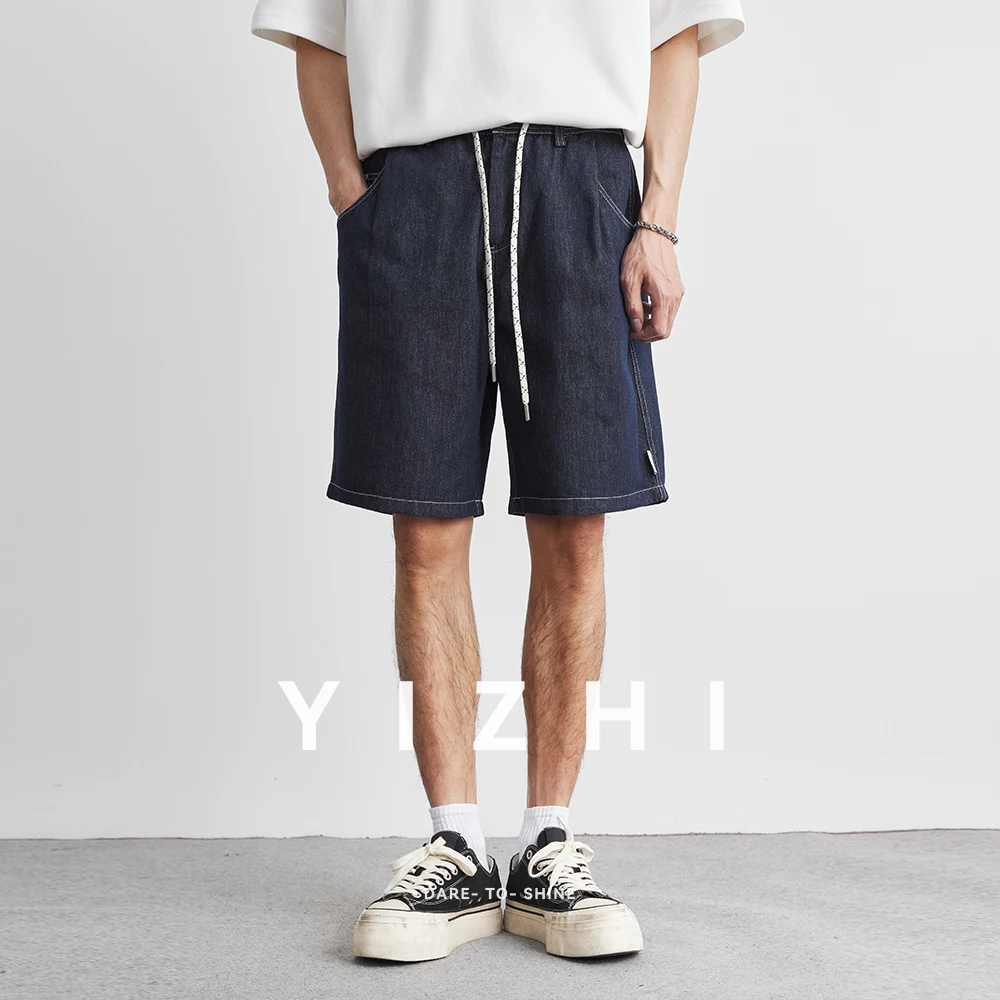 2025 Men's Fashion Denim Shorts Summer Thin Loose Breathable Korean Straight Shorts Cotton Fabric Pocket Design Versatile