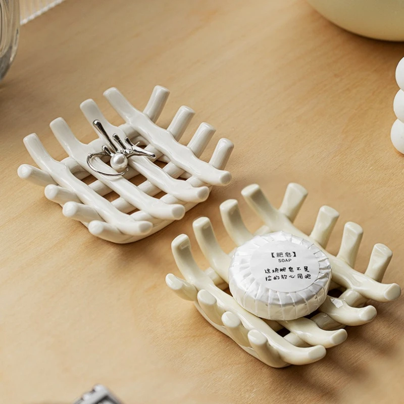 

Ceramics Soap Dish Tray Soap Holder Tray Savers Box Container for Bathroom Shower Kitchen Jewelry Storage Tray