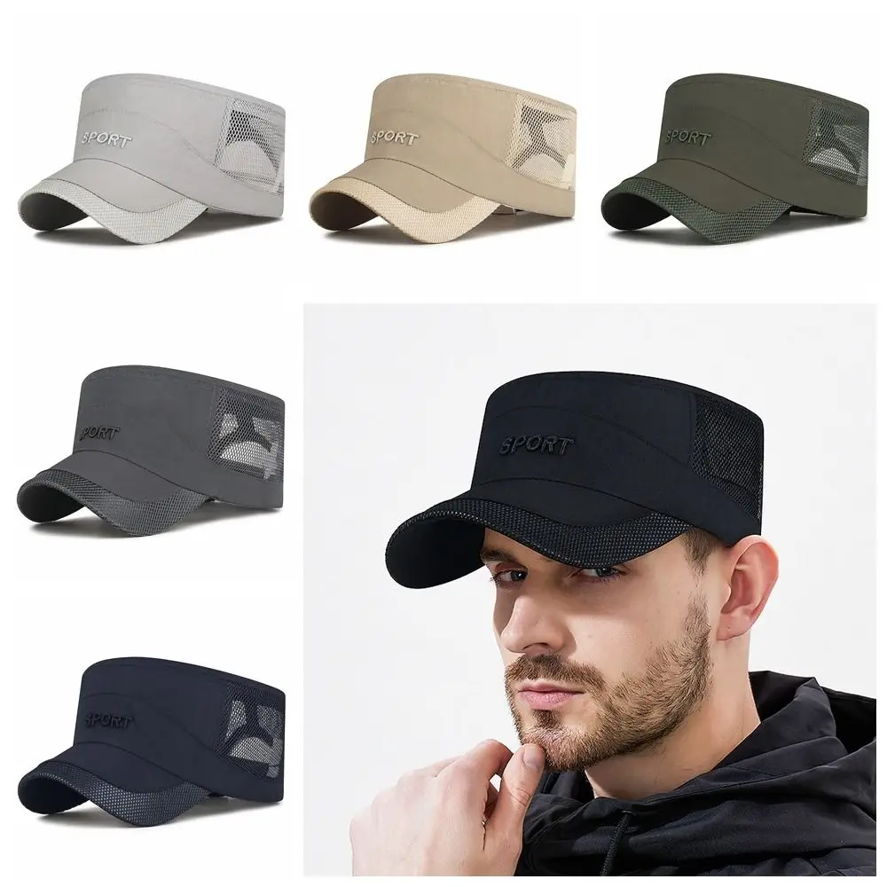 

Cool Adjustable Flat Top Cap Sun Protection Casual Wear Mesh Sun Hat Breathable Polyester Quick Drying Cap Summer Outdoor
