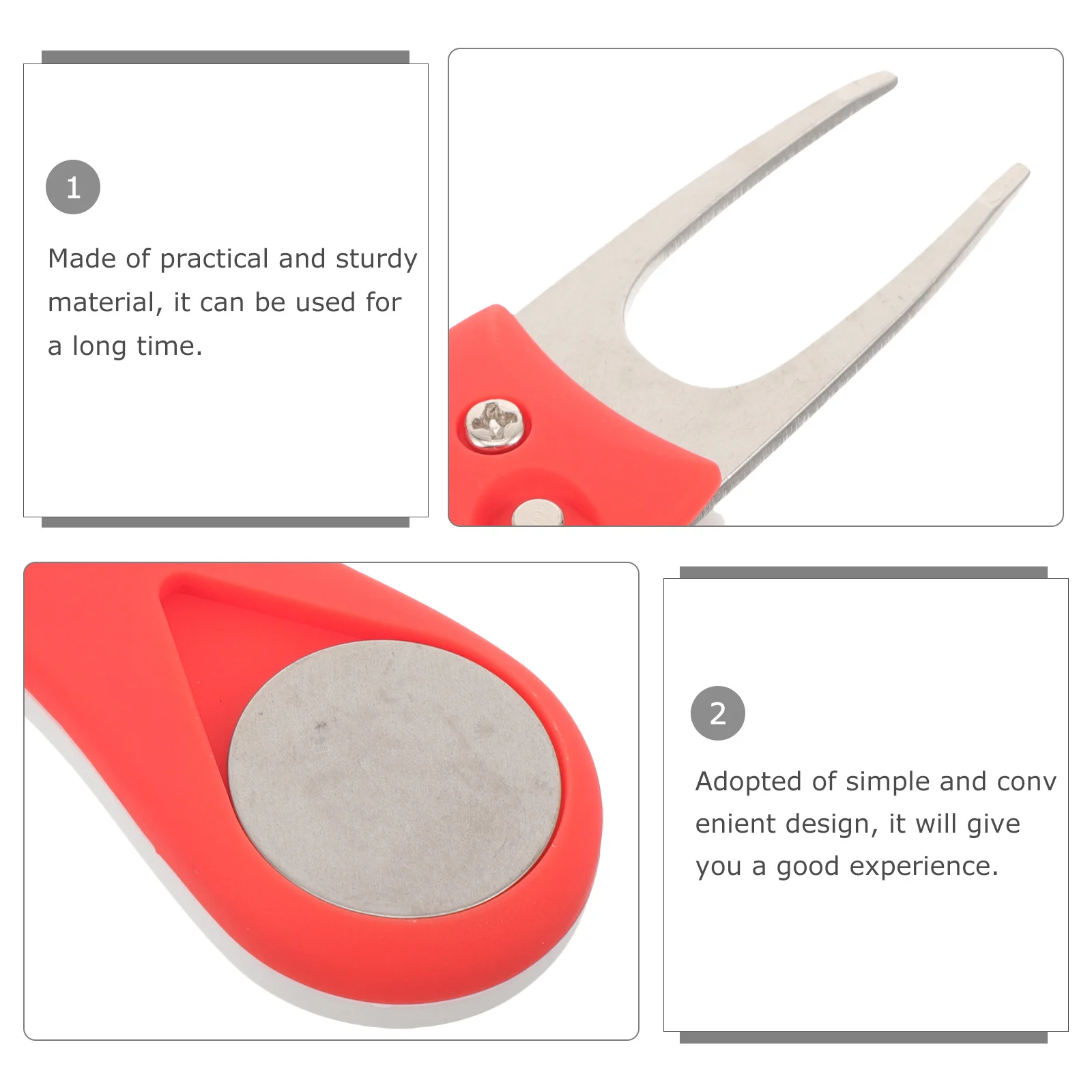 Golf Divot Repair Tool with Ball Marker Compact Metal Divot Fork for Green Maintenance Professional Golfing Accessories