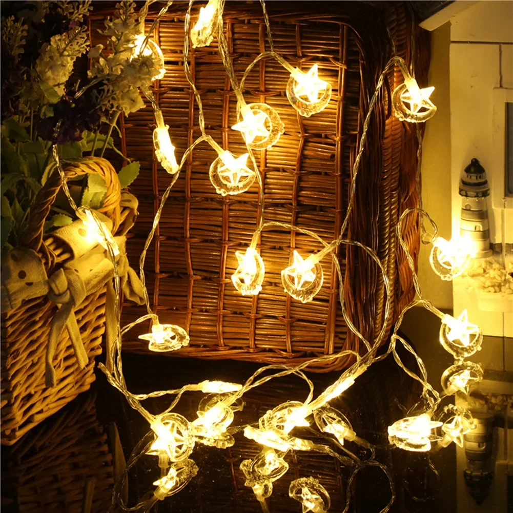 1.5m 10LED Ramadan Star Moon String Light Eid Mubarak Ramadan Fairy Chandelier Lamp Home Bedroom Wall Ramadan Decoration 2022