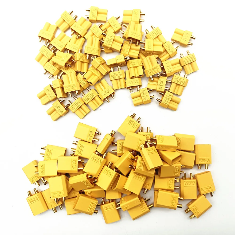 100pcs/lot XT30 XT 30 2mm Antiskid Plug Connector Male+Female 2mm Golden Connector / Plug Upgrade XT30 ( 50 Pair )