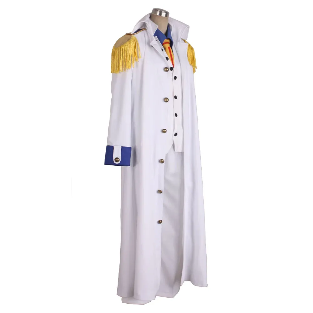 Anime Piece Kuzan Aokiji Cosplay Costume Shirt Vest Pants Tie Windbreaker Set Halloween Carnival Party Disguise Clothes