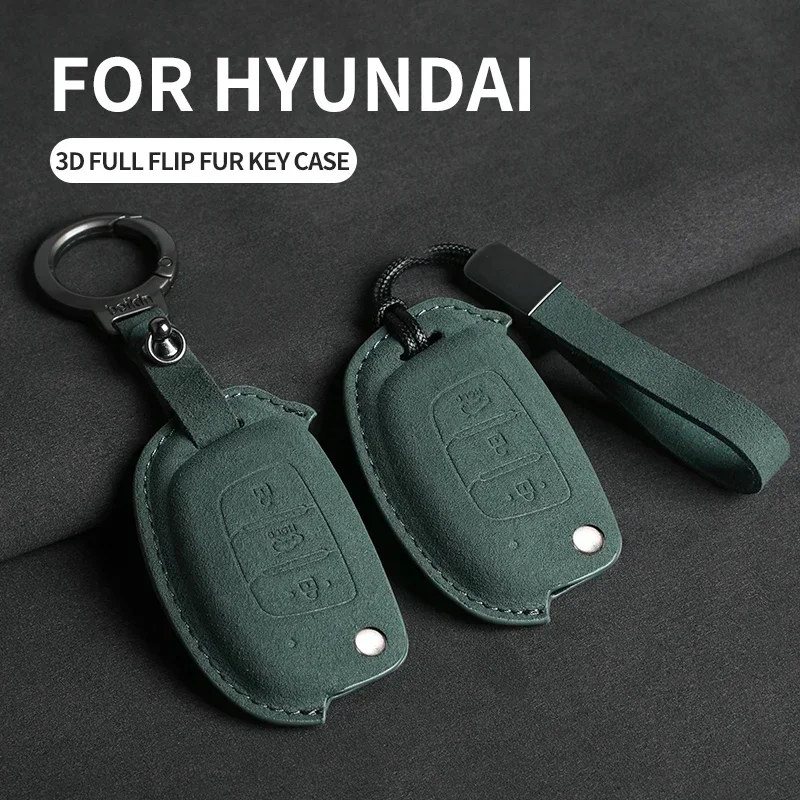 

Suede Car Flip Key Case Cover For Hyundai Grand I10 2023 I20 I30 IX35 IX45 HB20 Elantra Solaris Sonata Santa Fe Sport Tucson