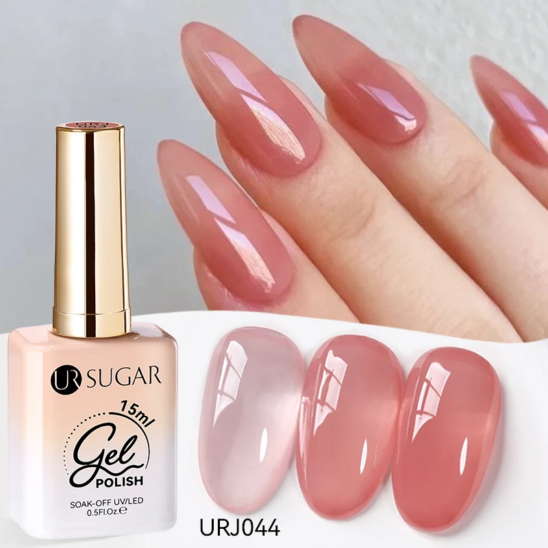 UR SUGAR 15 ml Jelly Nude Gel Nagellack Hellrosa Durchscheinende Farbe Soak Off UV LED Gel Lack Nail Art DIY Mode Maniküre