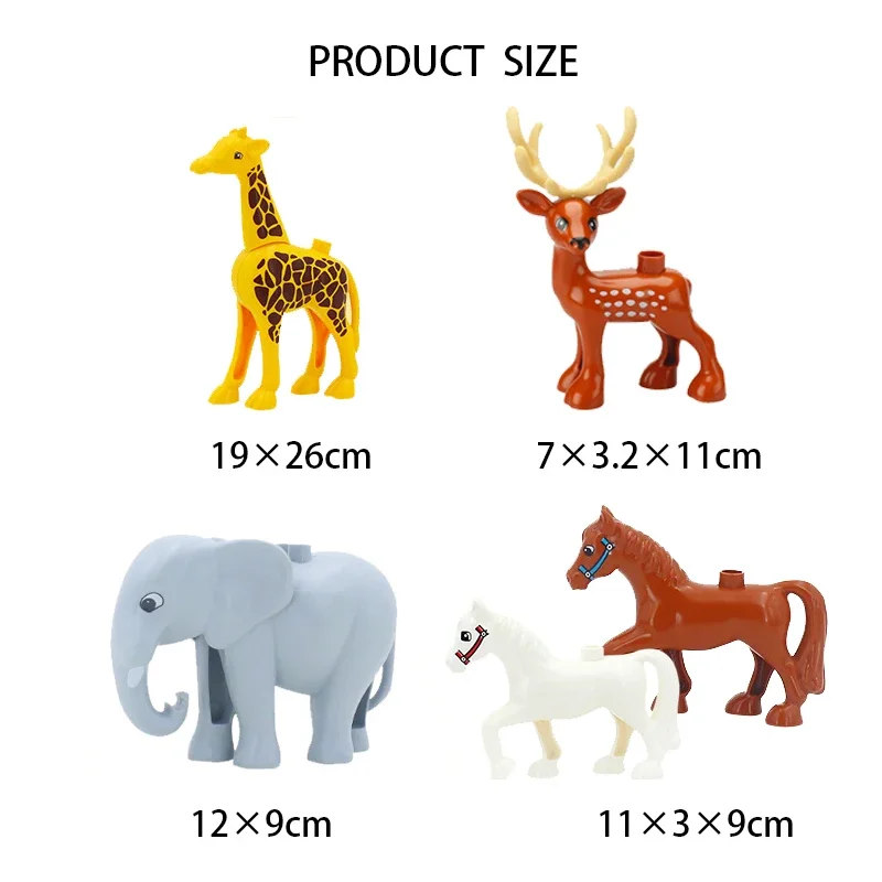 Large Particle Animals Set Building Blocks Figures Dinosaurs Crocodile Elephant Zoo Series DIY Blocks Kids Educational Toy