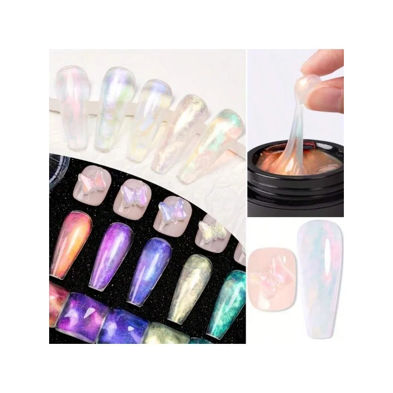 

1 Pc Aurora Soid Builder Gel Pean Memaid 3D Canving Gel Giter Hard Gel. Non Stick Hand Modeling Gel Need UV LED
