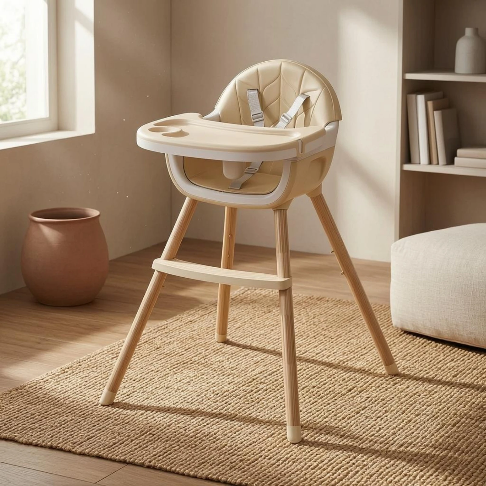 baby-high-chair-five-point-safety-harness-feeding-chair-baby-dining-seat-easy-clean-child-seating-double-layer-tray-for-toddlers