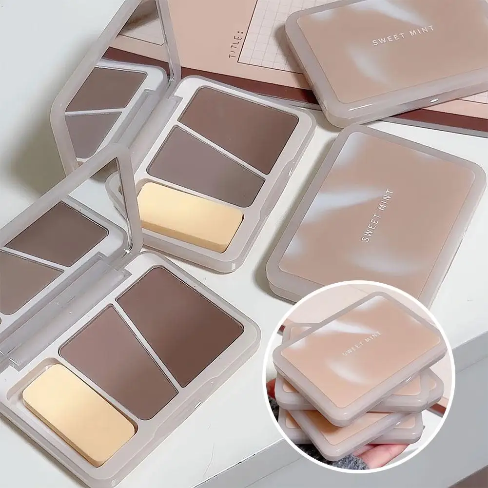 Zweifarbige Bronzer matte Text marker Kontur Palette Gesicht aufhellen wasserdichte Make-up Kontur Nase Hochglanz Schatten Puder i9j1