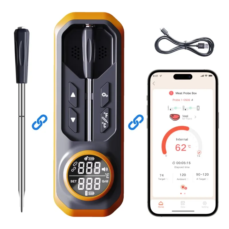 

The new truly wireless meat thermometer smart BT app tracks barbecue temperature