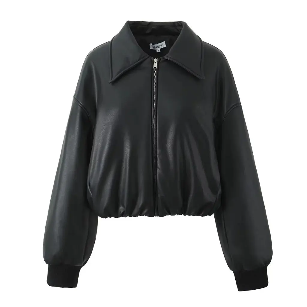 女性のハンサムなショートルーズレザージャケット秋冬厚みのあるパン綿防風オールマッチアウターウェア