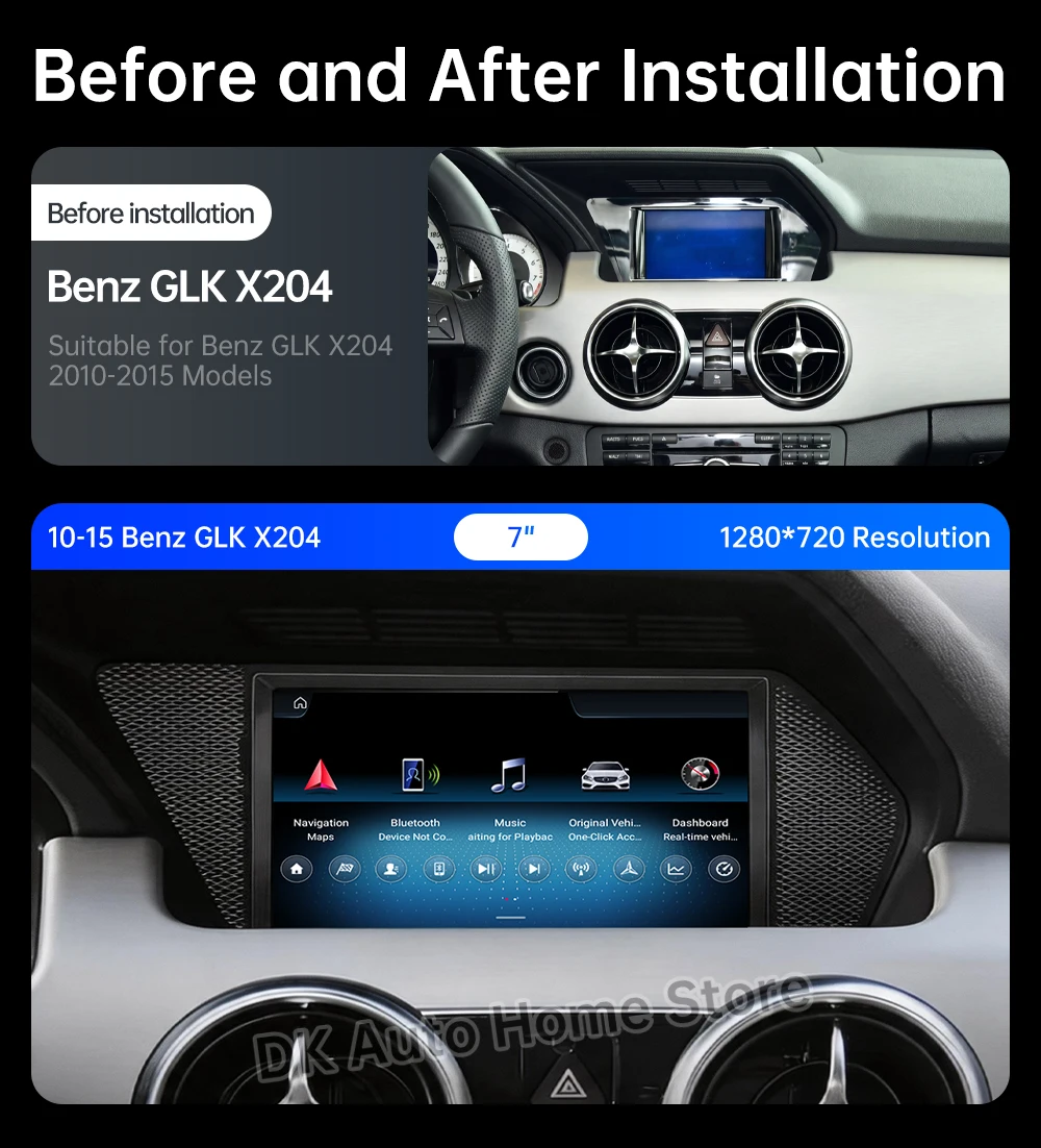 Factory Price 7 inch Android OS Car Multimedia Video Players For Mercedes Benz GLK X204 GPS Navigation CarPlay AUTO Bluetoot 4G