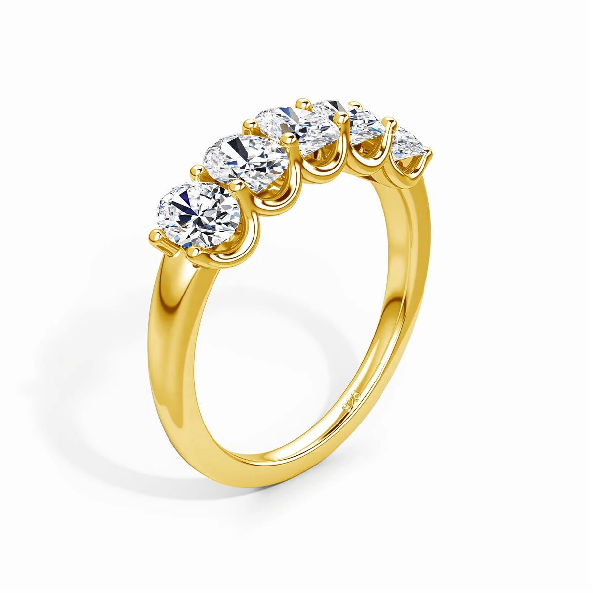 Ovale Moissanit-Ringe für Damen, 925er Silber, Ring mit fünf Steinen, stapelbar, als Ehering oder Verlobungsring, edler Schmuck, Geschenk, GRA-zertifiziert. – Detail 2