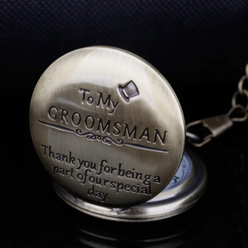 Reloj de bolsillo de cuarzo con temática amigable, "To My Groomsman", grabado para regalar a los hermanos amigos, colgante de collar