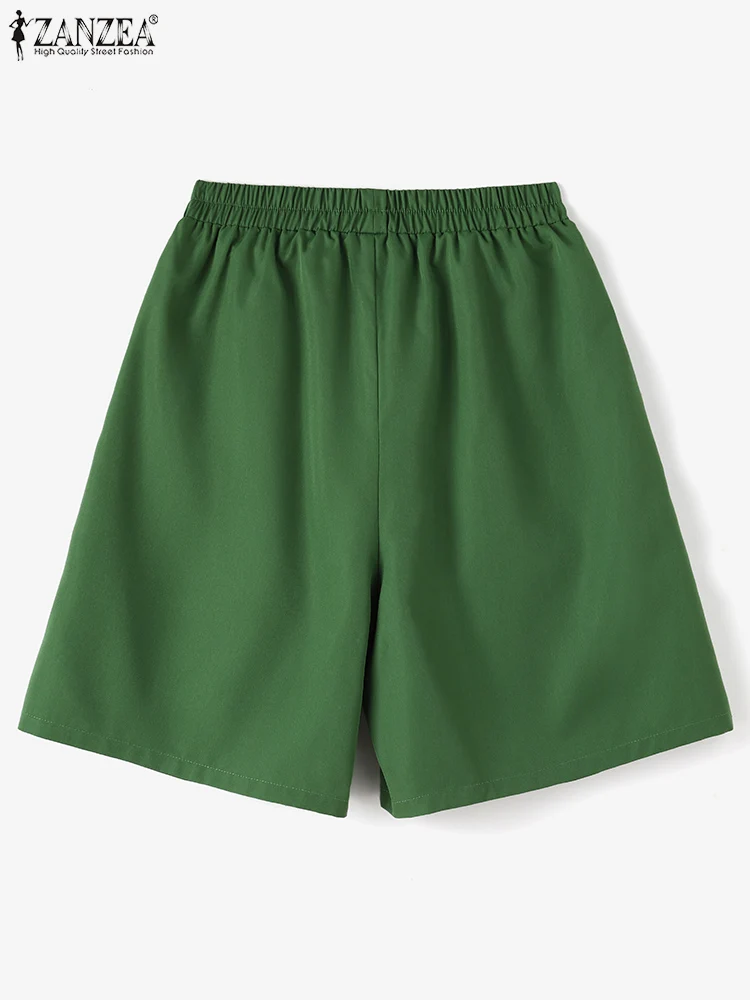 Zanzea Elastische Wachtzakken Korte Broek 2024 Zomer Dames Solidl Vakantie Shorts Mode Losse Broek Casua Eenvoudige Plooibroekjes