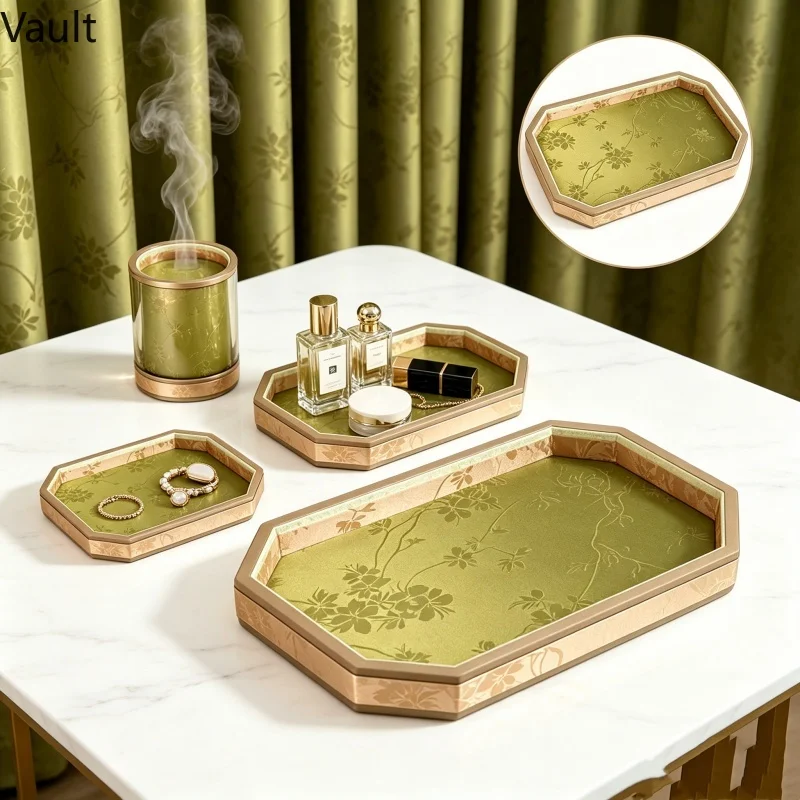 

Eid Gift Octagonal Silk Tray, Chinese Embroidery Display for Bracelet Necklace, Ramadan Counter Appraisal Plate