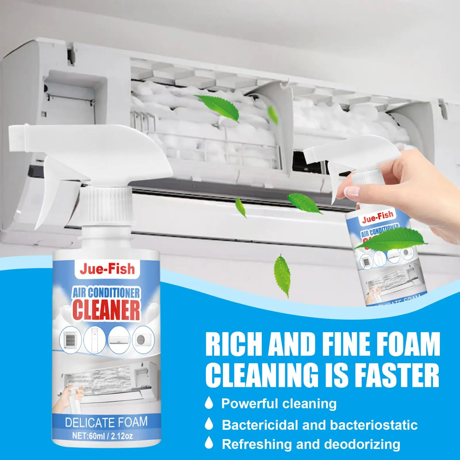 60ml Air Conditioner Foam Cleaner Spray No Rinse Strong Decontamination Agent For Car Radiator Evaporator Coil Clean