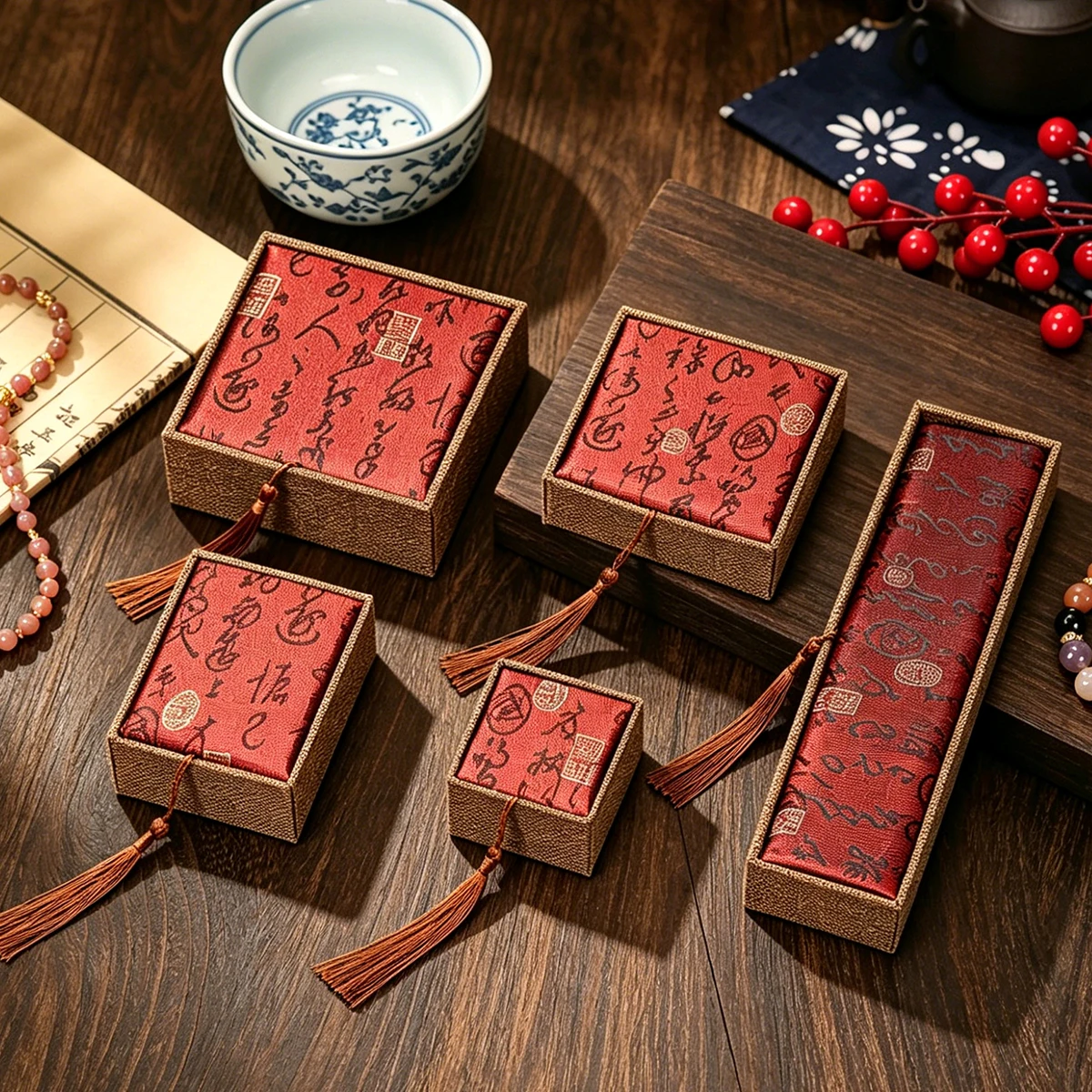 JD Vintage Wooden Jewelry Box Decorative Storage Organizer Handmade Wood Case for Rings Earrings Beads Ornaments Display