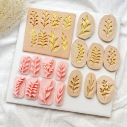 8pcs Pressed Leaf Texture Soft Clay Molds Handmade Gifts Hairpins Accessories Pendants Clay And Other Texture Molds DIY Creative