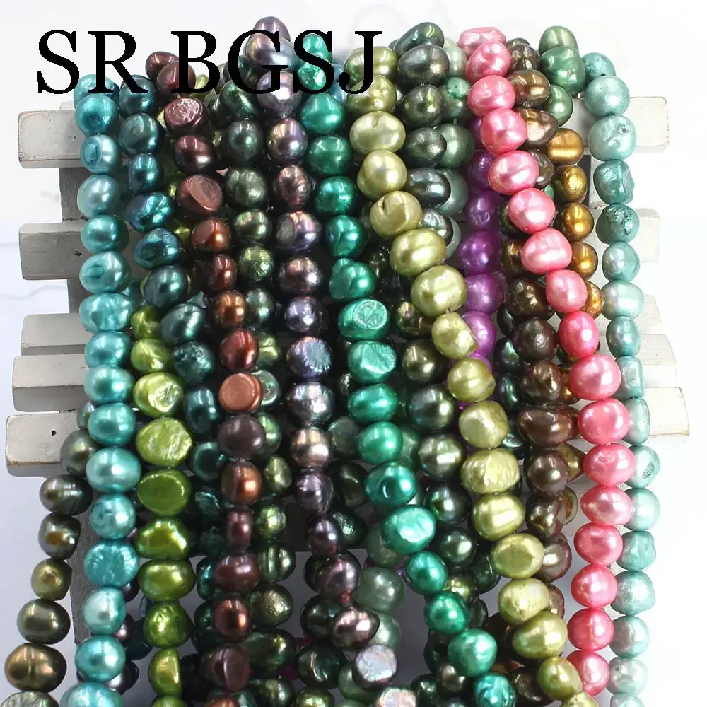 7-8mm Baroque Potato Natural Freshwater Pearl Jewelry Loose DIY Spacer Beads 14\