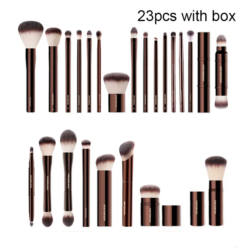 23pcs/set HG Metal Makeup Brushes set Powder Foundation Blusher Make Up Brush Kit Professional cosmetic tools Eyeshadow conceal