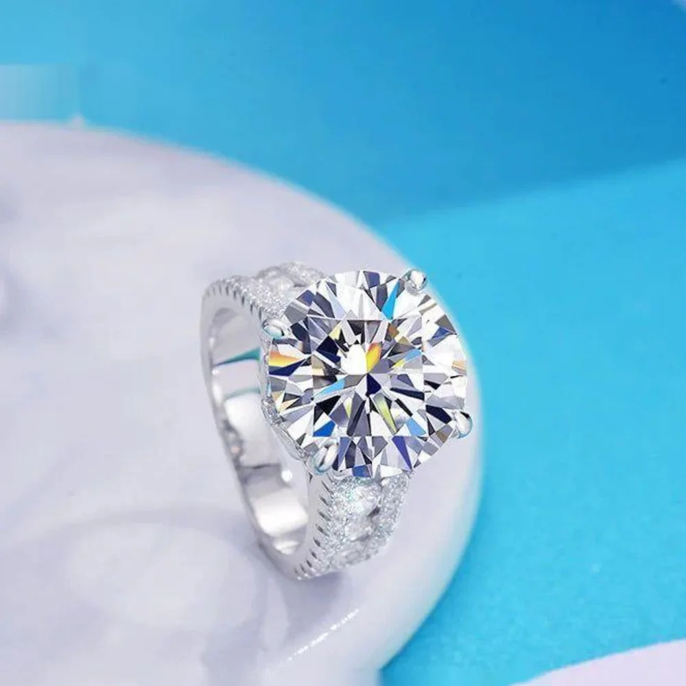 JH 10CT 925 خاتم مويسانيتي فضي للنساء والرجال D VVS1 مجوهرات راقية الزركون مويسانيتي خاتم زفاف فاخر Bowknot #2