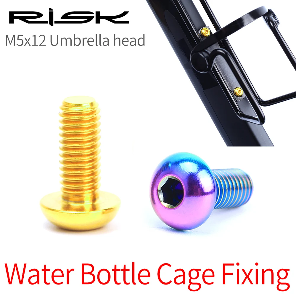 RISK M5x12 Bicycle Water Bottle Cage Fixing Bolts Titanium Road Mountain Bike Water Holder Screws Air Pump Holder Fixed Screws