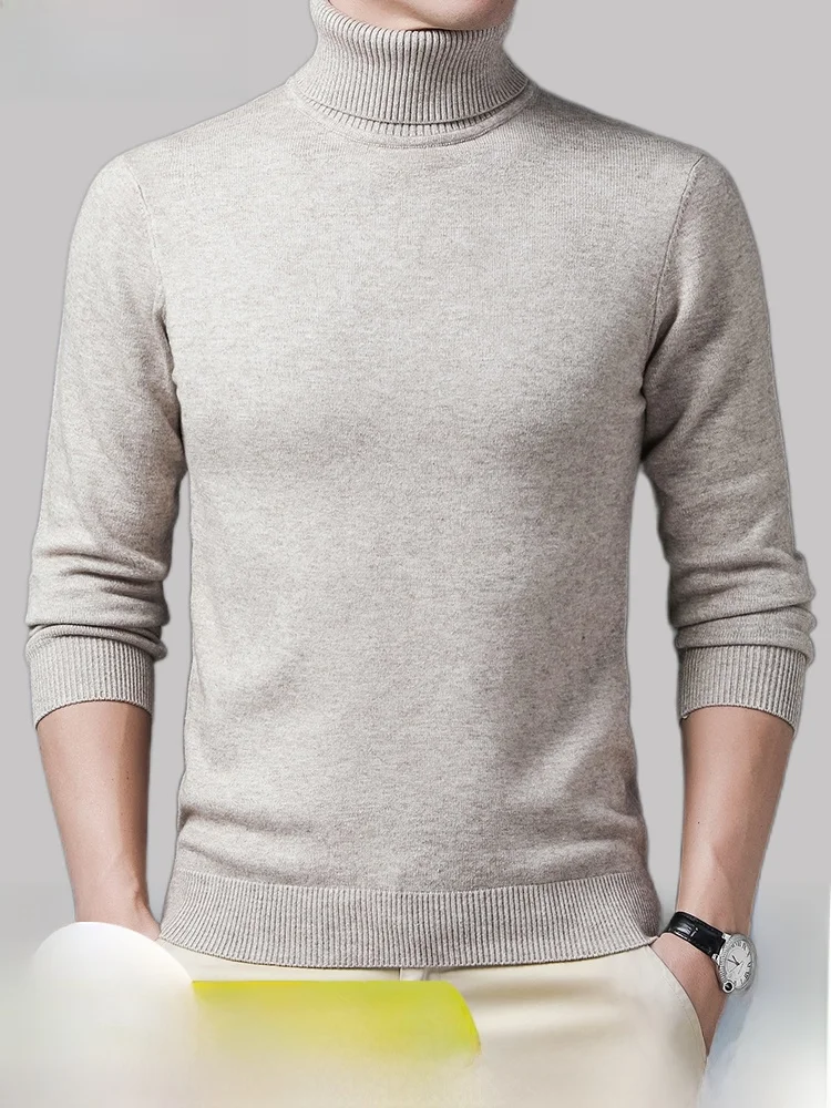 Eordos الرجال الصوف الخالص متماسكة عالية الياقة طويلة Sve رداء علوي غير رسمي منتصف الشباب الكبار ارتداء Busin عادية Sle الشتاء Thiened