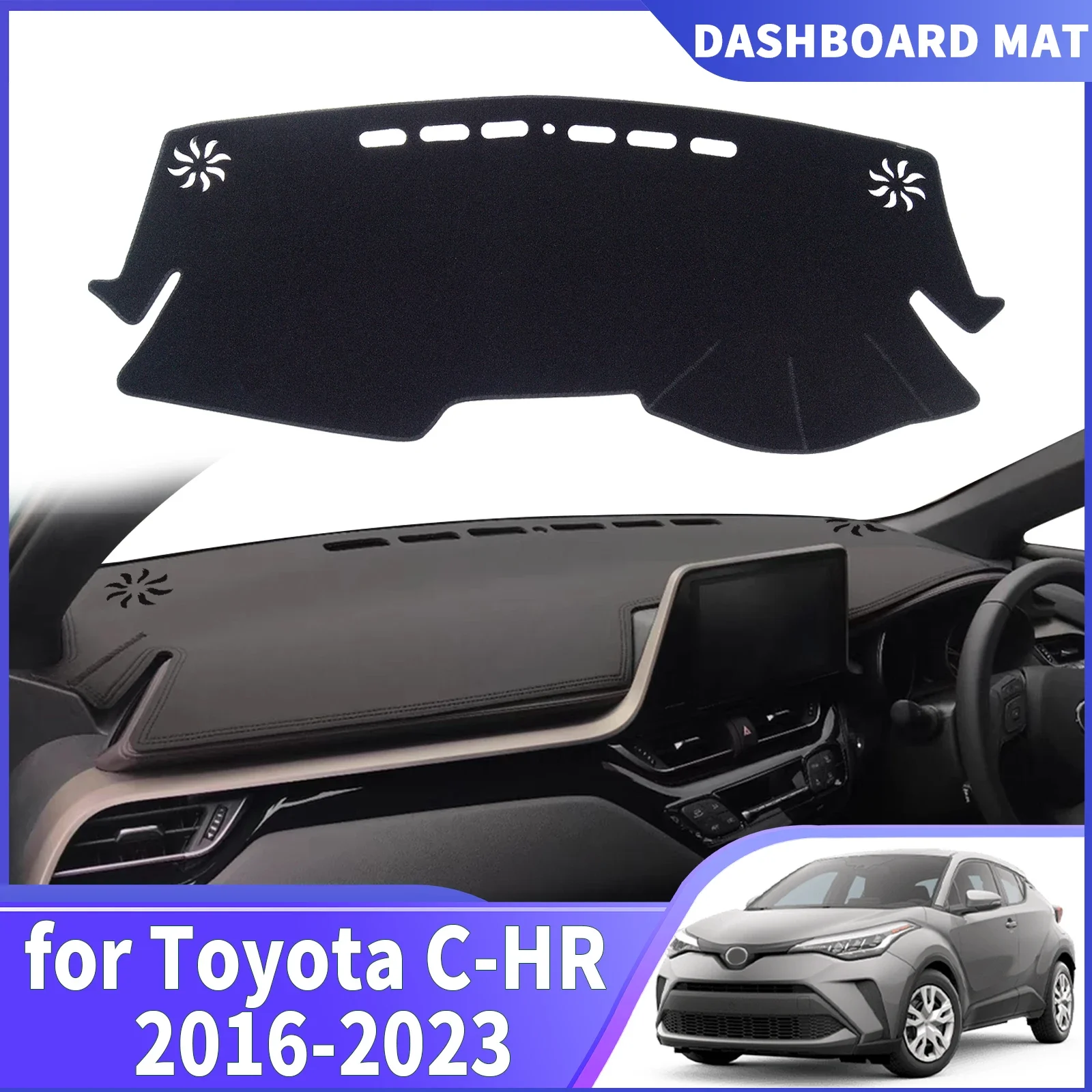 For Toyota C-HR CHR C HR 2023-2016 Dashmat Dashboard Cover Pad Protective Carpet DashMat Sunshade Car Leather Accessories