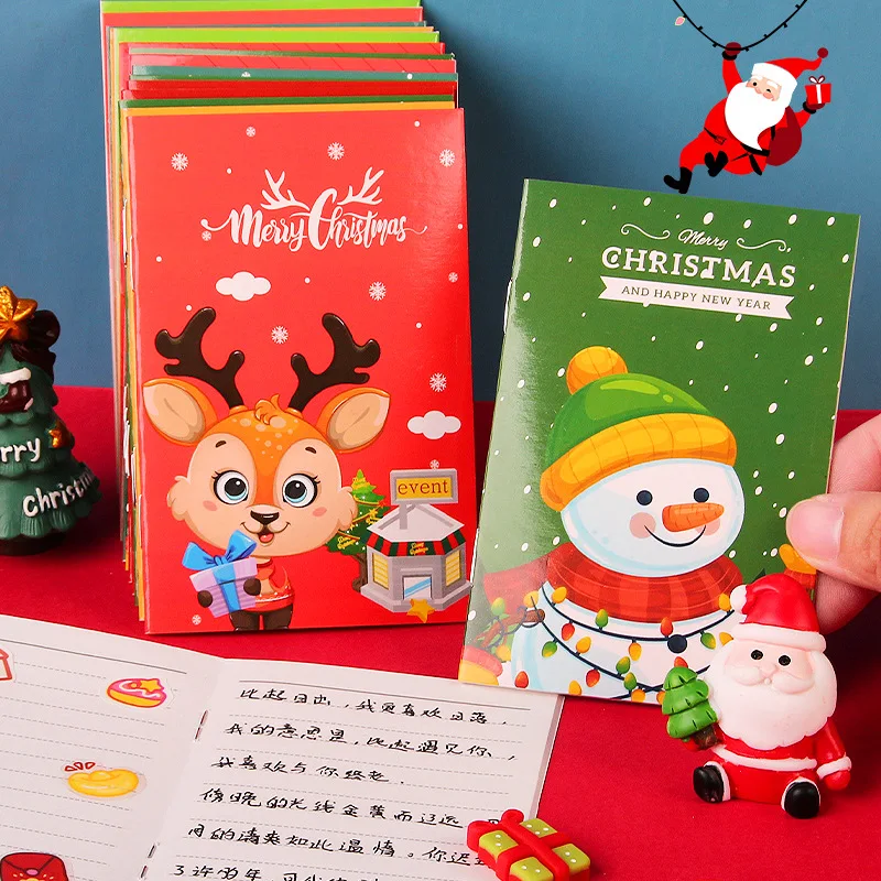 Cartoon Christmas Notebook Kawaii Christmas Man Snowman Notepad Portable Pocket Notepad Student Prizes Gifts