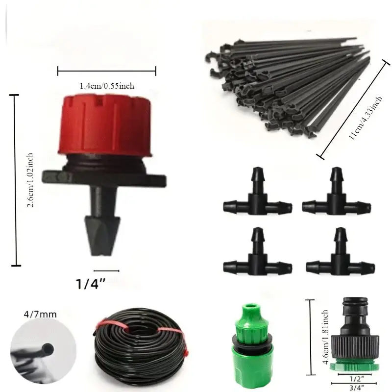 60M Drip Irrigation System Plant Watering Set Watering Kits Adjustable Drippers For Irrigation Micro Garden Watering System