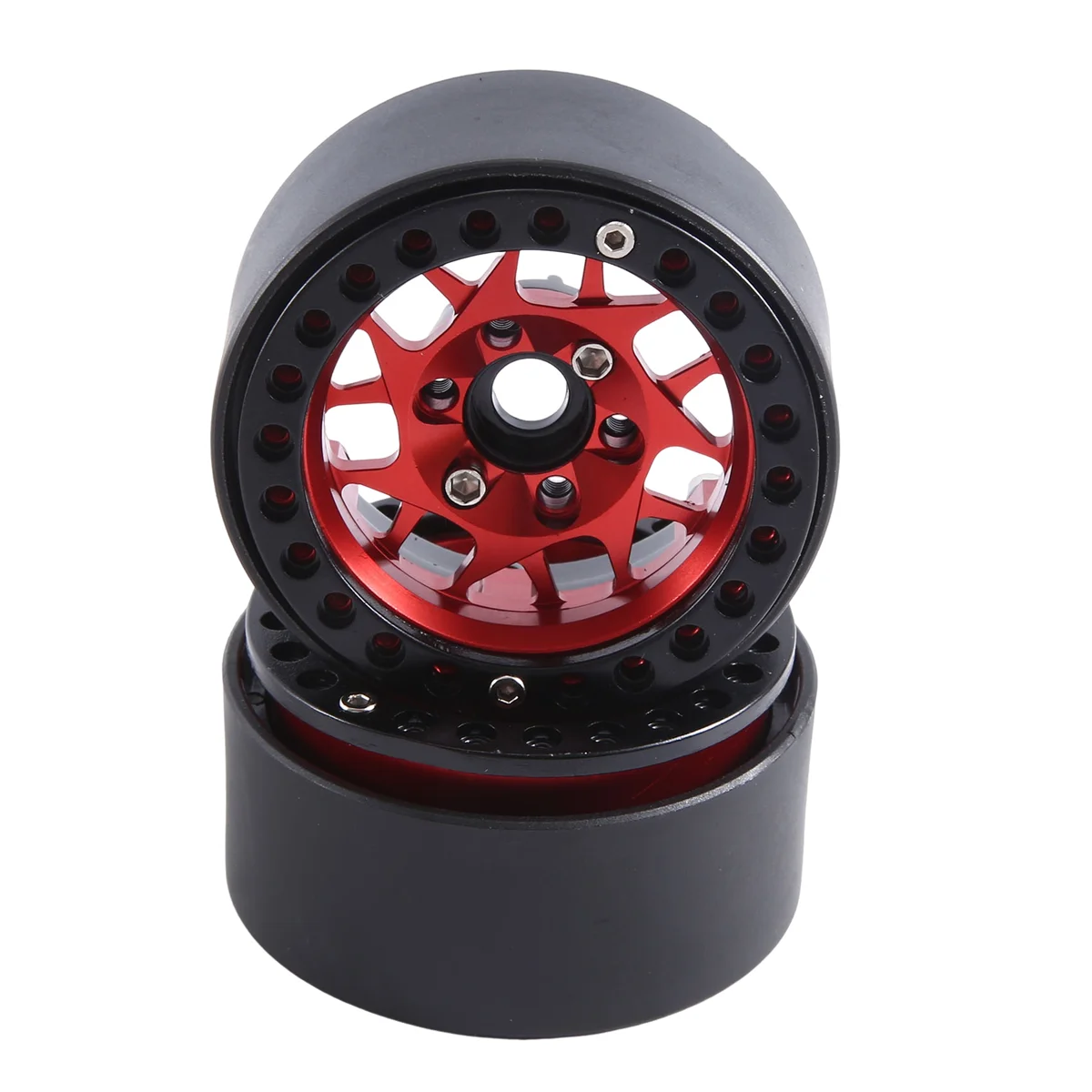 

Modern 4PCS 1.9Inch Metal Beadlock Wheel Hub Rim,Red 14