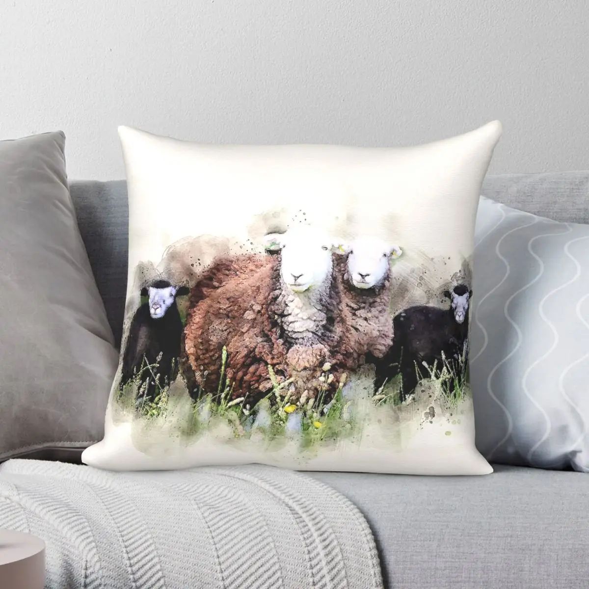 Herdwick Sheep Lake District Square Pillowcase Polyester Linen Velvet Printed Decor Throw Pillow Case Cushion Wholesale 45x45