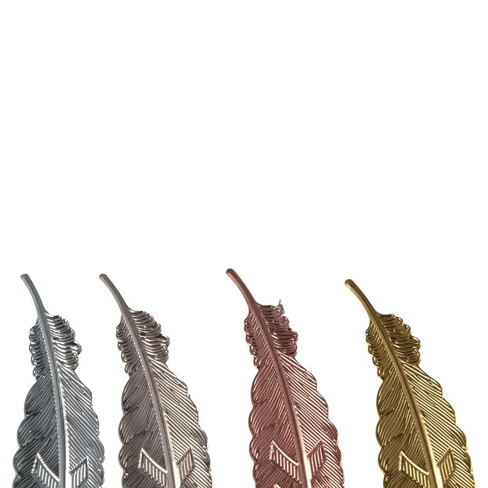 Retro Metal Feather Bookmark Ethnic Style Ins Feather Pendants Bookmark DIY Handmade Creative Bookmark Photography Tools