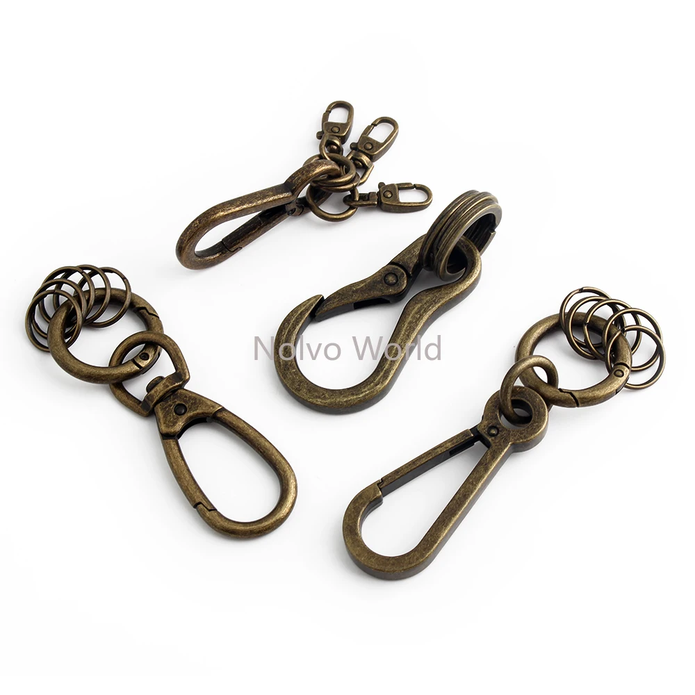 50PCS Bronze Metal Swivel Snap Hook Climbing Keychain For Leather Backpack Bags Belt Jeans O Ring Key Ring Pendant Accessories