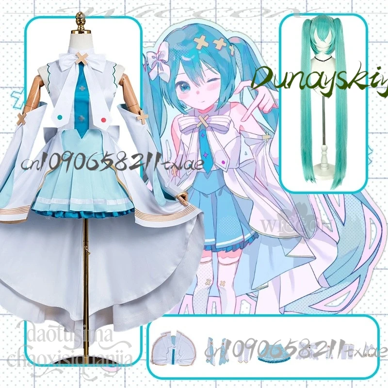

Anime Game Project Sekai Movie Kowareta Sekai To Utaenai Mikuuu Cosplay White Idol Uniform Kawaii Jk Blue Dress 코스프레 Halloween